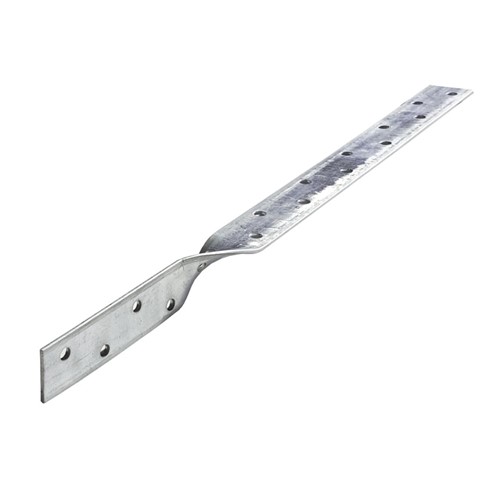 Heavy restraint straps meet requirements for lateral restraint of roof trusses, rafters and joists tied into masonry walls.