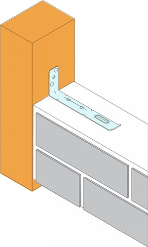 When fixing windows, door frames etc. to masonry, the frame tie provides enhanced mortar keying and reduces the risk of injury from sharp edges.
Note: Frame tie should be fully embedded into mortar.