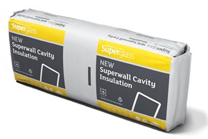Superglass Superwall 36 is a British Board of Agrément (BBA) approved, non-combustible and water repellent glass mineral wool insulation cavity wall batt. The flexible batt is supplied at 455mm wide to allow easy installation between standard vertical wall tie spacings and minimum on-site cutting and waste.