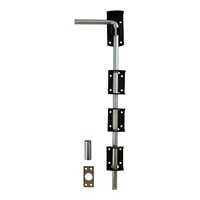 Ideal for securing the bottom of gates and doors in domestic and industrial applications. Extended bolt length for ease of operation and an adjustable bolt throw by moving the keep position. TIMCO fixings included.