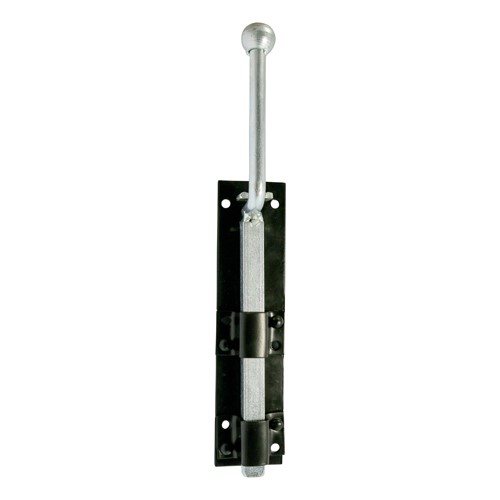 Monkey tail bolts are ideal for securing the top and / or bottom of gates and doors. They feature an extended length handle for ease of operation and remain closed under tension. Supplied with a flat plate keep and staple keep for fitting in either flush frame mounting, recess frame mounting or floor mounting applications. TIMCO fixings included.