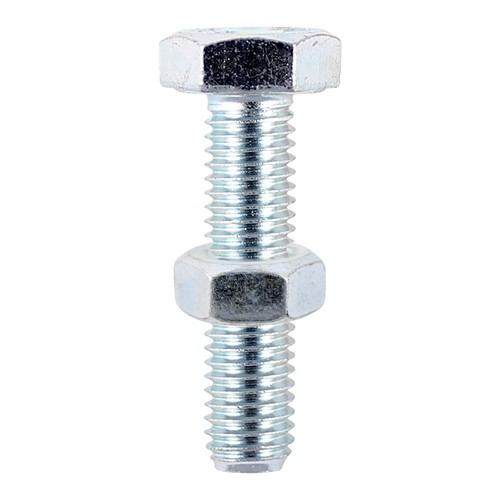 A fully threaded high tensile set screw with hex nut, used in a wide variety of applications. NOTE: Nuts included.

• Plated in Trivalent Chromium (Cr3) Zinc
• Manufactured from grade 8.8 carbon steel