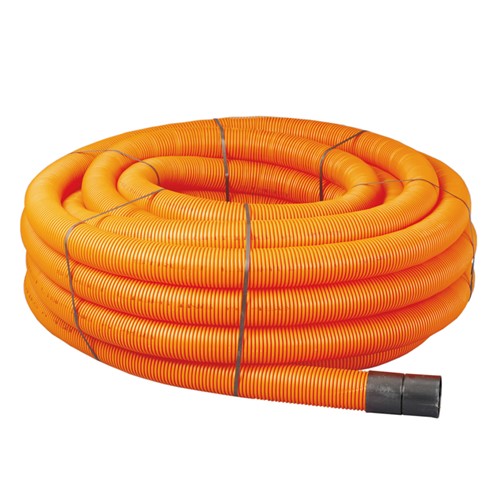 Our Twinwall Coiled Ducting is supplied with preinstalled draw sting and coupling. The Orange colour signifies the use of the ducting  which is primarily used in street lighting and traffic signals.