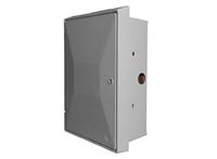 Designed to house UK standard domestic electric meters, including prepay and smart, the Electric Meter Box is supplied by Timloc fully assembled with the door fitted and meets all relevant Building Regulations and British Standards.
The Electric Meter Box is manufactured from hot-pressed, glass-reinforced plastic (GRP) meaning it is weather resistant and will not corrode.
The Meter Box is available in white, but is easily cleaned and can be painted as required.
The Meter Box should be built into the wall in the specified position and ensuring it does not bridge the damp proof course. The base and sides of the box should be fully bedded in to the mortar to hold it into the wall.
