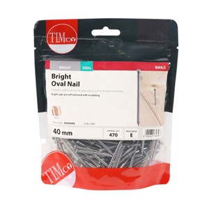 Oval head for a concealed finish. Bright nails are self coloured and have no plating.

• Suitable for indoor applications