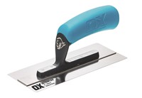 The OX Pro Trowel has a high-quality stainless steel blade which is perfectly shaped and tempered for durability.  The stainless steel Blade of the OX Pro Trowel is attached to a fully riveted shank, to provide superior balance and strength while working,  The Ox Pro Trowel has a strong aluminum shank, to add to the stability of the plastering trowel.  The OX Pro Trowel is engineered with an ergonomic handle which reduces hand fatigue and gives a non-slip grip, hence adding both comfort and strength while working.  The Ox Pro Trowel is lightweight yet sturdy, making it easy to manoeuvre and use across jobs.