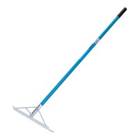 The OX Pro Aluminium Concrete Rake - with Hook is built to withstand harsh conditions.  The rake has been built with a brace to give it additional strength.  The rake has an 8mm diameter hook which is gives the user the ability to lift rebar.  The Pro aluminium concrete rake comes with a 1500mm long handle with a soft grip.