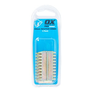 The ox pro scutch combs are the perfect tool for preparation of surface prior to rendering.  These scutch combs will fit either a scutch  comb holder or scutch  comb hammer.  Comes in pack of 4