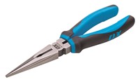 The OX Long Nose Pliers provide excellent control while cutting around edges. The unique long nose geometry of the plier makes it a great tool for reaching into small areas where cables or other materials have blocked or are unreachable and are ideal for getting into tight spots. They can also be used for bending, shaping or cutting wire. The pliers are also used by artisans, jewellery designers, electricians, network engineers and other tradesmen to bend, re-position and snip wire.  The long nose pliers are manufactured from hardened and tempered chrome vanadium steel which makes the plier more strong and hard which makes the plier long lasting and rust free.  The OX Long Nose Pliers are induction hardened and can sustain extreme pressure without losing their shape and precise formation.  The handles of the Long Nose Pliers are made of rubber. The non-slip rubber handles ensure comfort and ease of operation without losing grip on the tool.