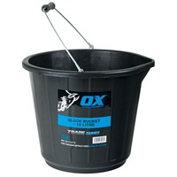 The OX trade black bucket is a tough 15l- 3 gallon plastic bucket