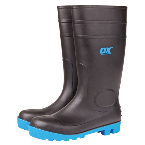 The Ox safety wellington boots are oil, acid and abrasion resistant with steel toe and midsole protection.  The boots are puncture resistance and have reinforced ankle and shin. Comply to EN 345 s5 standard.