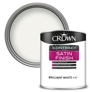 Crown Contract Satin is self-undercoating and durable, with a modern mid sheen finish