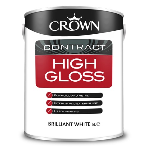 Crown Contract High Gloss is a traditional solvent-borne liquid gloss which provides a tough and durable high sheen finish, which flows beautifully off the brush.