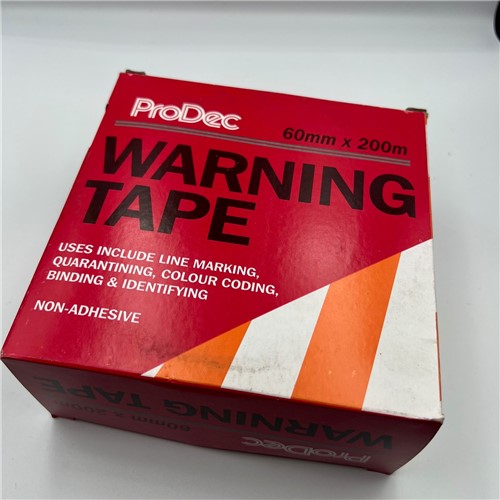 Non-adhesive red/white chevron tape ideal for building sites and general trade use
Comes in a handy dispenser box
60mm width x 200m length