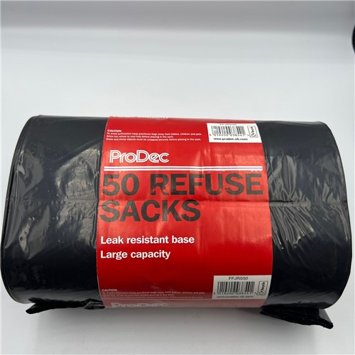 Light duty refuse sacks/dustbin liners
Fits standard dustbins
18&quot; x 11&quot; x 33&quot; (450mm x 280mm x 850mm) approx.
50 pack