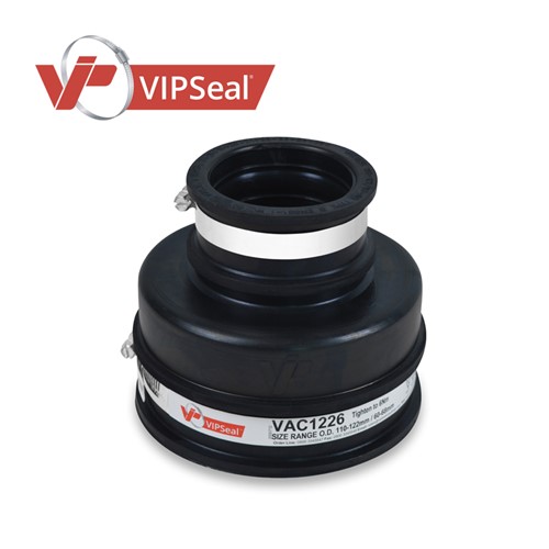 VAR Adaptor Couplings

VIPSeal&#174; VAR adaptor couplings incorporate an extra wide tension band at one end to allow a secure connection from clay pipe to structured, twin wall or ribbed plastic pipe.

Adaptor coupling applications:

Connect pipes with a significantly different outside diameter
Connect lateral to unadopted sewers
Connect pipes to prefabricated structures: manholes, inspection chambers, septic tanks
Connect clay pipes to structured, twin wall, and ribbed plastic pipes