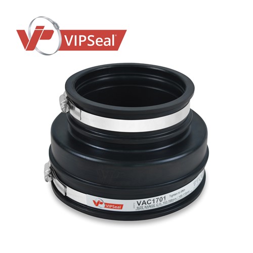 VAR Adaptor Couplings

VIPSeal&#174; VAR adaptor couplings incorporate an extra wide tension band at one end to allow a secure connection from clay pipe to structured, twin wall or ribbed plastic pipe.

Adaptor coupling applications:

Connect pipes with a significantly different outside diameter
Connect lateral to unadopted sewers
Connect pipes to prefabricated structures: manholes, inspection chambers, septic tanks
Connect clay pipes to structured, twin wall, and ribbed plastic pipes