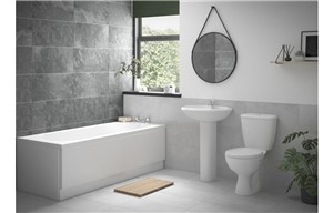 Pack includes:
1TH Basin & Full Pedestal
Close Coupled Rimless WC & Soft Close Seat
Basin Mixer - Chrome
Single End 1700x700x400mm 0TH Bath w/Legs
Bath Filler - Chrome
1700mm Front Panel - White
Bath Waste & Tidy Chain Plug - Chrome
Ceramics Lifetime guarantee; Taps: 3 Year on valve, 5 Year on body and finish; 20 Year on bath