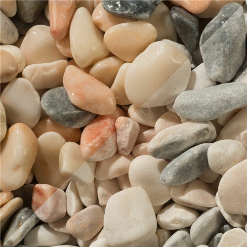 Flamingo Pebbles are mostly rounded pebbles, which are a beautiful mix of pastel pink, cream, and grey. This 20-50mm sized pebble is ideal for rockeries and borders.
