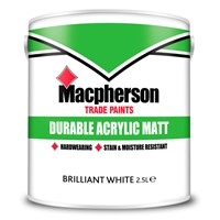 The Macpherson Durable Matt is a hard wearing emulsion for interior walls and ceilings. The product has been specially formulated to allow scuffs and stains to be easily washed away. Walls will stay fresher for longer with the finish due to it's built in stain and moisture resistance.