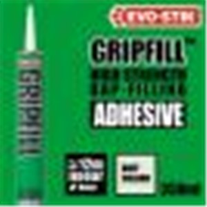 EVO-STIK GRIPFILL™ grab adhesive is a multipurpose, high-strength, solvent-based gap-filling adhesive, suitable for interior and exterior use (provided the bond is covered).

GRIPFILL™ sticks to almost any building material with an unbeatable final bond strength, and is ideal for use on even surfaces thanks to its gap-filling qualities. 

Suitable materials: Wood, plasterboard, tiles, stone, metal, breeze blocks, bricks, ceramic, concrete, UPVC and more.

Sizes: 350ml.

Coverage: Approx. 12m of a 6mm diameter bead per 350ml.