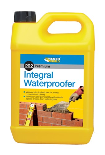 202 Integral Liquid Waterproofer 5ltr is a liquid additive that provides long term water protection to mortar, concrete and rendering.