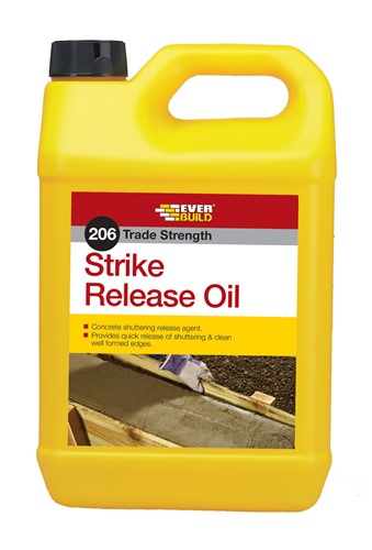 5ltr Strike Release Oil is a highly effective release agent to enable concrete shuttering to be removed easily, leaving the edge of the concrete structure clean and well formed. Suitable for most types of form work including potable water structures, not affected by rain after application.