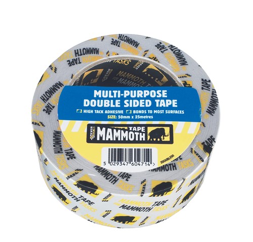 High tack multi-purpose double sided tape, bonds to most smooth surfaces and is ideal for securing many items to smooth surfaces, vertically and horizontally.