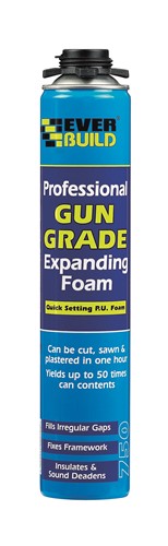Gun Grade Expanding Foam is a quick setting polyurethane-based foam which expands greatly on application and yields up to 50 times original can contents. It fills irregular gaps, fixes framework, insulates and sound deadens. Gun Grade Expanding Foam is designed for professional use in conjunction with Gun Foam Applicators.