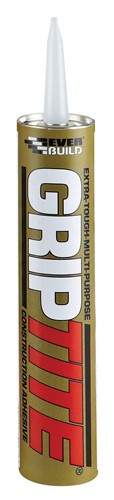 Everbuild Griptite is the new extra-tough high grab construction adhesive that combines great performance with ‘easyflow’ gunability. Guaranteed to take the trade by storm, this high bond strength, solvent based adhesive adheres to most common substrates and can be used on direct bond or double stick applications.