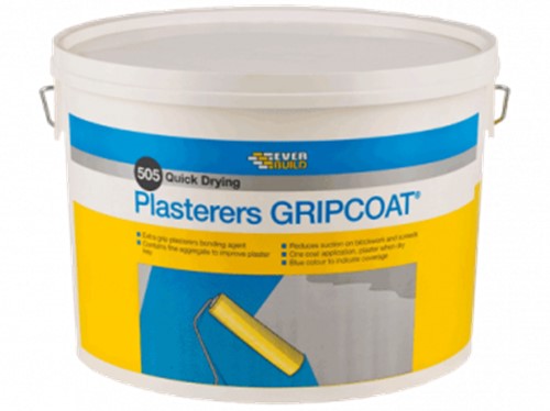 Plasterers Gripcoat is a high performance, plasterers grip coat bonding agent specifically designed to provide an improved key to smooth surfaces.  Containing a fine aggregate, it provides a mechanical key to backgrounds such as plaster, concrete, painted surfaces, textured surfaces and ceramix tiles.  One coat application, coloured blue to indicate coverage.