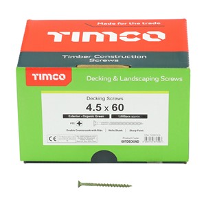 Decking Screws - PZ - Double Countersunk - Green 4.5 x 60 (1000)