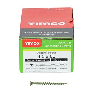 Decking Screws - PZ - Double Countersunk - Green 4.5 x 60 (200)