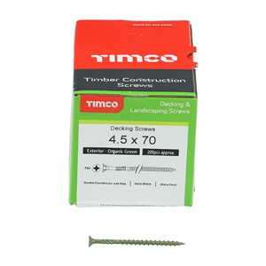 Decking Screws - PZ - Double Countersunk - Green 4.5 x 70 (200)