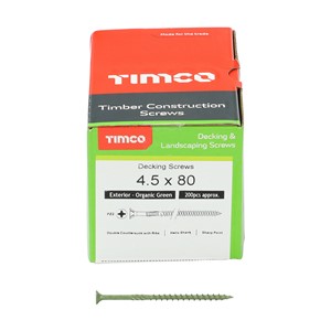 Decking Screws - PZ - Double Countersunk - Green 4.5 x 80 (200)