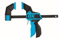 The OX-P201212 OX Pro Heavy Duty Bar Clamp 12"/300mm is a professional-grade clamping solution designed for carpenters, joiners, and tradespeople. Built with a durable steel bar and high-impact resin jaw construction, it provides superior strength and reliability on the job site. The quick-release mechanism allows fast adjustment, while the ergonomic handle delivers comfort and control. Ideal for woodworking, metalworking, and general construction applications.