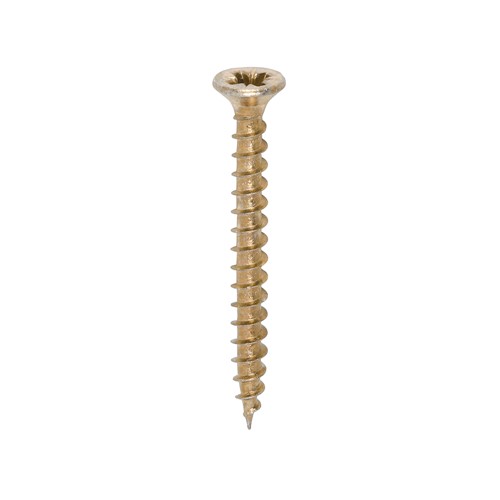 A single thread woodscrew mainly used in various types of timber and man-made boards or into masonry with the use of a plastic plug.

• Double countersunk reduces the likelihood of head shear and assists completion of countersinking
• Wax lubricated to enhance screw insertion time, extra driving torque and resistance to corrosion
• 40&#176; deep single thread to provide a secure fixing with high pull-out resistance
• 25&#176; sharp point and single lead for a fast start and improved thread acceptance
• All sizes up to and including 75mm are fully threaded and lengths 80mm and above all have 70mm thread length