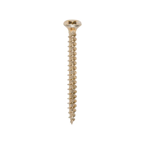 A single thread woodscrew mainly used in various types of timber and man-made boards or into masonry with the use of a plastic plug.

• Double countersunk reduces the likelihood of head shear and assists completion of countersinking
• Wax lubricated to enhance screw insertion time, extra driving torque and resistance to corrosion
• 40&#176; deep single thread to provide a secure fixing with high pull-out resistance
• 25&#176; sharp point and single lead for a fast start and improved thread acceptance
• All sizes up to and including 75mm are fully threaded and lengths 80mm and above all have 70mm thread length