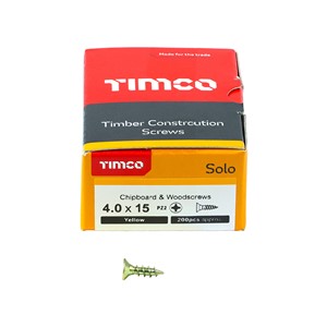 Solo Woodscrew PZ2 CSK-ZYP 4.0x15mm (200)