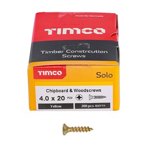 Solo Woodscrew PZ2 CSK-ZYP 4.0x20mm (200)