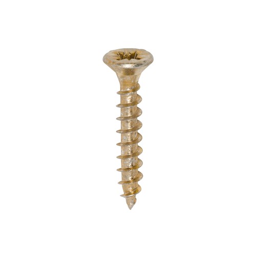 A single thread woodscrew mainly used in various types of timber and man-made boards or into masonry with the use of a plastic plug.

• Double countersunk reduces the likelihood of head shear and assists completion of countersinking
• Wax lubricated to enhance screw insertion time, extra driving torque and resistance to corrosion
• 40&#176; deep single thread to provide a secure fixing with high pull-out resistance
• 25&#176; sharp point and single lead for a fast start and improved thread acceptance
• All sizes up to and including 75mm are fully threaded and lengths 80mm and above all have 70mm thread length