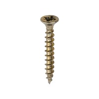 A single thread woodscrew mainly used in various types of timber and man-made boards or into masonry with the use of a plastic plug.

• Double countersunk reduces the likelihood of head shear and assists completion of countersinking
• Wax lubricated to enhance screw insertion time, extra driving torque and resistance to corrosion
• 40° deep single thread to provide a secure fixing with high pull-out resistance
• 25° sharp point and single lead for a fast start and improved thread acceptance
• All sizes up to and including 75mm are fully threaded and lengths 80mm and above all have 70mm thread length