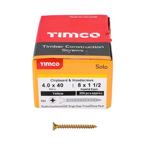 Solo Woodscrew PZ2 CSK-ZYP 4.0x40mm (200)