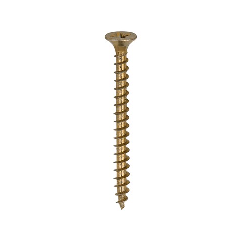 A single thread woodscrew mainly used in various types of timber and man-made boards or into masonry with the use of a plastic plug.

• Double countersunk reduces the likelihood of head shear and assists completion of countersinking
• Wax lubricated to enhance screw insertion time, extra driving torque and resistance to corrosion
• 40&#176; deep single thread to provide a secure fixing with high pull-out resistance
• 25&#176; sharp point and single lead for a fast start and improved thread acceptance
• All sizes up to and including 75mm are fully threaded and lengths 80mm and above all have 70mm thread length
