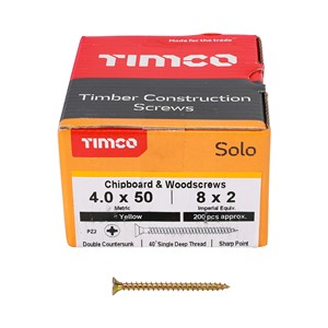 Solo Woodscrew PZ2 CSK-ZYP 4.0x50mm (200)