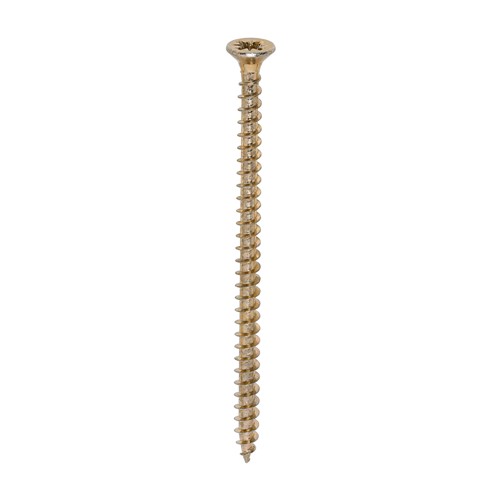 A single thread woodscrew mainly used in various types of timber and man-made boards or into masonry with the use of a plastic plug.

• Double countersunk reduces the likelihood of head shear and assists completion of countersinking
• Wax lubricated to enhance screw insertion time, extra driving torque and resistance to corrosion
• 40&#176; deep single thread to provide a secure fixing with high pull-out resistance
• 25&#176; sharp point and single lead for a fast start and improved thread acceptance
• All sizes up to and including 75mm are fully threaded and lengths 80mm and above all have 70mm thread length