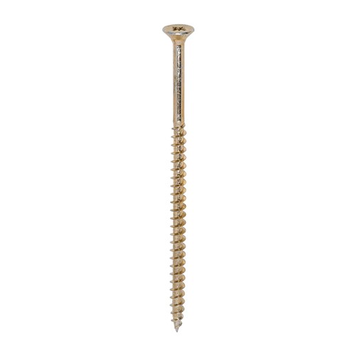 A single thread woodscrew mainly used in various types of timber and man-made boards or into masonry with the use of a plastic plug.

• Double countersunk reduces the likelihood of head shear and assists completion of countersinking
• Wax lubricated to enhance screw insertion time, extra driving torque and resistance to corrosion
• 40&#176; deep single thread to provide a secure fixing with high pull-out resistance
• 25&#176; sharp point and single lead for a fast start and improved thread acceptance
• All sizes up to and including 75mm are fully threaded and lengths 80mm and above all have 70mm thread length