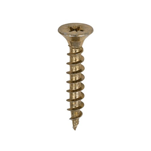 A single thread woodscrew mainly used in various types of timber and man-made boards or into masonry with the use of a plastic plug.

• Double countersunk reduces the likelihood of head shear and assists completion of countersinking
• Wax lubricated to enhance screw insertion time, extra driving torque and resistance to corrosion
• 40&#176; deep single thread to provide a secure fixing with high pull-out resistance
• 25&#176; sharp point and single lead for a fast start and improved thread acceptance
• All sizes up to and including 75mm are fully threaded and lengths 80mm and above all have 70mm thread length