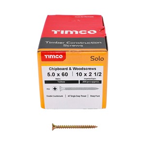 Solo Woodscrew PZ2 CSK-ZYP 5.0x60mm (200)
