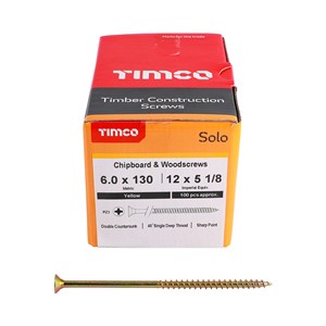 Solo Woodscrew PZ3 CSK-ZYP 6.0x130mm (100)